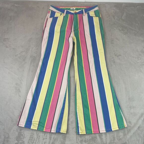 Wrangler Jeans Women 31 (32x29) Multicolor Striped Wanderer 622 High Rise Flare - Picture 1 of 16